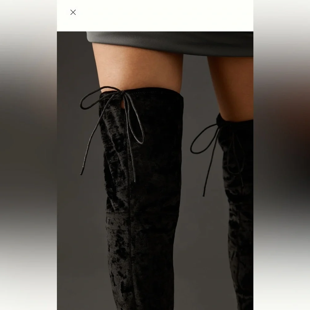NWT Anthropologie Silent D Black Velvet Over the Knee Boots Size 7 festival WEAR